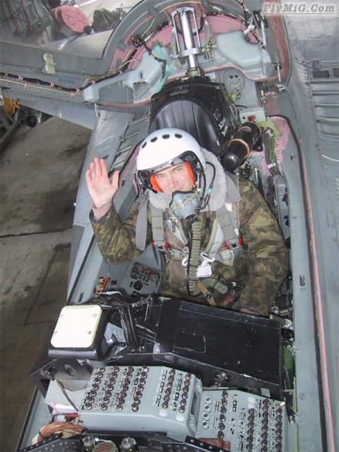 Making myself comfortable in a cockpit seat of MiG...