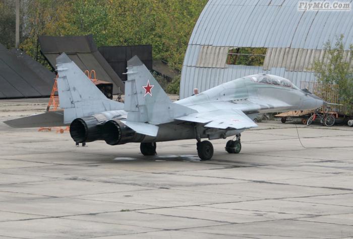 Testing MiG-29 control surfaces before taxi.