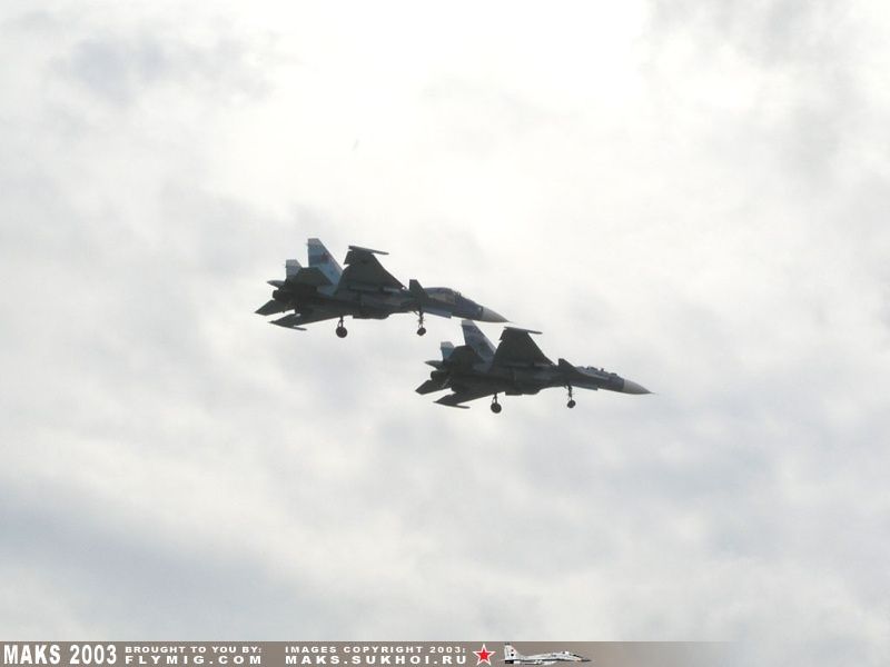 Su-33 Naval Flankers with a tail hooks in the air.