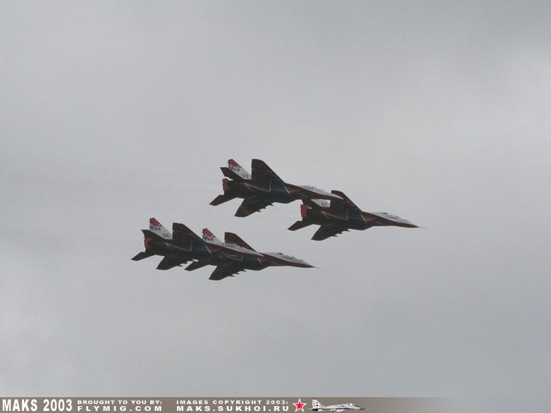 Martlets (Strizi) in tight formation. MiG-29.