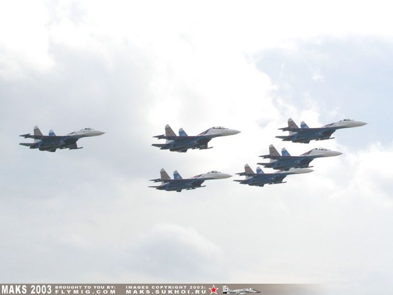 Six Russian Knights in the air.